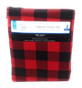 mainstays flannel sheet set twin red plaid