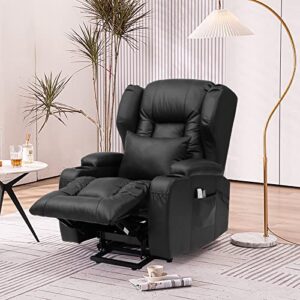 BINGTOO Electric Power Recliner Chair with Massage and Heat Recliner Chairs for Adults, Leather Home Theater Seating with Cup Holders, USB Port