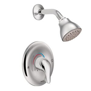 moen chrome single function eco-performance shower trim, featuring showerhead and shower lever handle for water temperature adjustment (posi-temp valve required), tl182ep