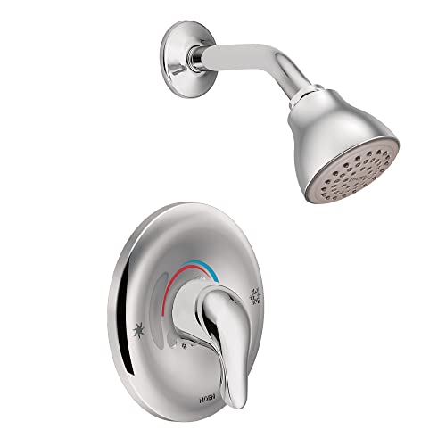 Moen Chrome Single Function Eco-Performance Shower Trim, featuring Showerhead and Shower Lever Handle for Water Temperature Adjustment (Posi-Temp Valve Required), TL182EP