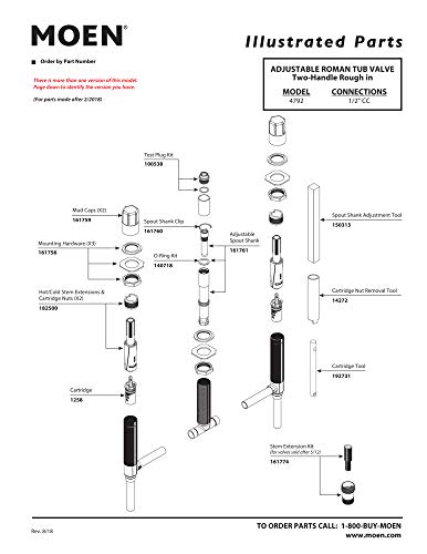 Moen 4792 M-PACT Valve Two Handle 3-Hole Roman Tub Valve Adjustable 1/2-Inch CC Connection, N/A