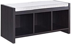 ameriwood home penelope entryway storage bench with cushion, espresso 17.68 in. high x 35.91 in. wide x 15.75 in. deep