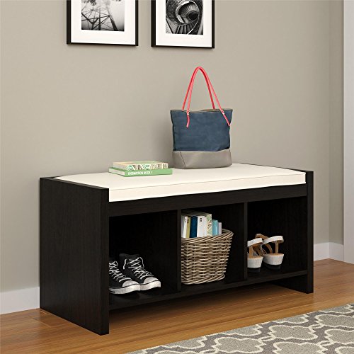 Ameriwood Home Penelope Entryway Storage Bench with Cushion, Espresso 17.68 in. high x 35.91 in. wide x 15.75 in. deep