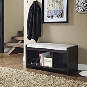 Ameriwood Home Penelope Entryway Storage Bench with Cushion, Espresso 17.68 in. high x 35.91 in. wide x 15.75 in. deep