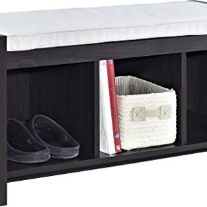 Ameriwood Home Penelope Entryway Storage Bench with Cushion, Espresso 17.68 in. high x 35.91 in. wide x 15.75 in. deep