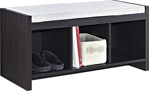 Ameriwood Home Penelope Entryway Storage Bench with Cushion, Espresso 17.68 in. high x 35.91 in. wide x 15.75 in. deep