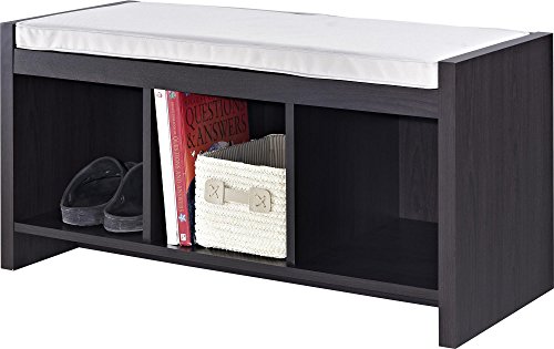 Ameriwood Home Penelope Entryway Storage Bench with Cushion, Espresso 17.68 in. high x 35.91 in. wide x 15.75 in. deep