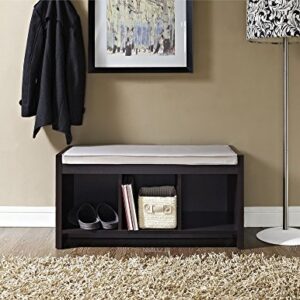 Ameriwood Home Penelope Entryway Storage Bench with Cushion, Espresso 17.68 in. high x 35.91 in. wide x 15.75 in. deep