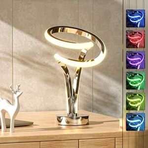 airnasa modern spiral rgb table lamp, touch dimmable led nightstand lamp, 10 light modes bedroom lamp, unique lamps for home decor living room bedroom office, cool lamps for ideal gift