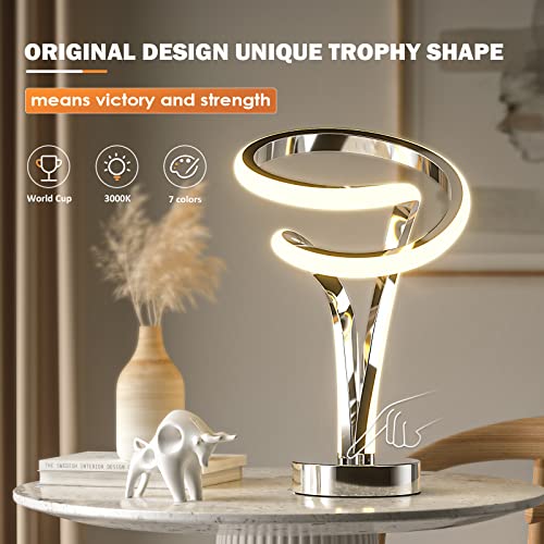 airnasa Modern Spiral RGB Table Lamp, Touch Dimmable LED Nightstand Lamp, 10 Light Modes Bedroom lamp, Unique Lamps for Home Decor Living Room Bedroom Office, Cool Lamps for Ideal Gift