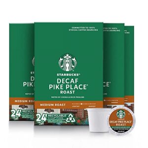 starbucks decaf pike place roast, k-cup for keurig brewers, 96 count