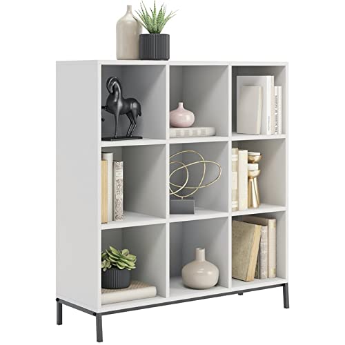 Sauder North Avenue White 9-Cube Cubby Organizer Bookcase, White Finish