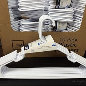 Lot 100 Mainstays Plastic Tubular Slotted White Adult Clothing Clothes Hangers