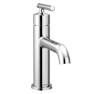 moen gibson chrome one-handle single hole modern bathroom sink faucet with optional deckplate, 6145