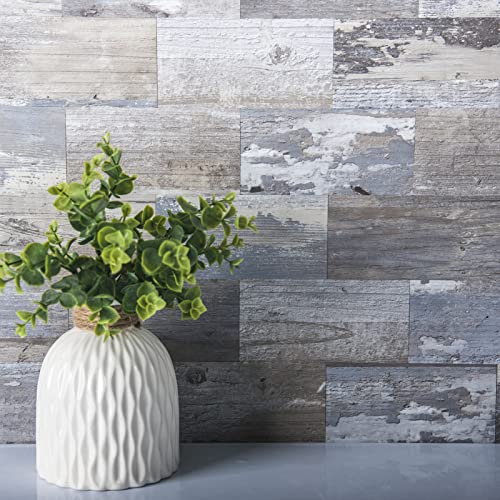 Art3d 102-Piece Peel and Stick Tile Backsplash for Kitchen Bathroom, 3in. x 6in. Stick on Subway Tile Distressed Wood Plank