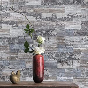 Art3d 102-Piece Peel and Stick Tile Backsplash for Kitchen Bathroom, 3in. x 6in. Stick on Subway Tile Distressed Wood Plank