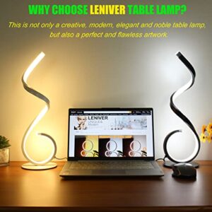 LENIVER Spiral LED Table Lamp, 10W 3 Colors Dimmable Modern Bedside Lamp, Unique Nightstand Lamps Desk Lamp Reading Light for Living Room, Bedroom, Office, Kids Room - Black