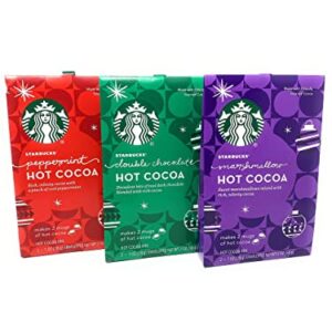 Starbucks Hot Cocoa Holiday Ornament Gift Variety Pack - 3 flavors - Marshmallow, Double Chocolate & Peppermint
