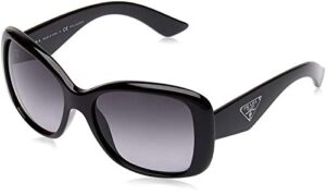 prada heritage pr 32ps 1ab5w1 black plastic square sunglasses grey gradient polarized lens