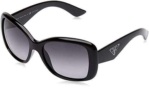 Prada Heritage PR 32PS 1AB5W1 Black Plastic Square Sunglasses Grey Gradient Polarized Lens