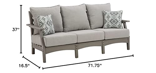 Signature Design by Ashley Visola Outdoor HDPE Patio Sofa with Cushion, Gray