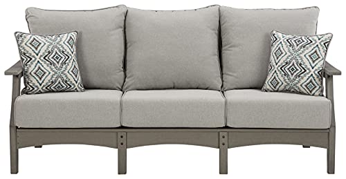 Signature Design by Ashley Visola Outdoor HDPE Patio Sofa with Cushion, Gray