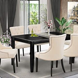 East West Furniture DUFR7-BLK-02 Dining Table Set