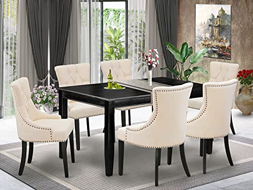 East West Furniture DUFR7-BLK-02 Dining Table Set