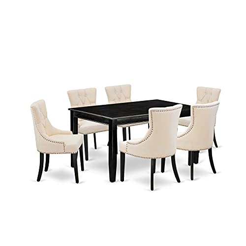 East West Furniture DUFR7-BLK-02 Dining Table Set