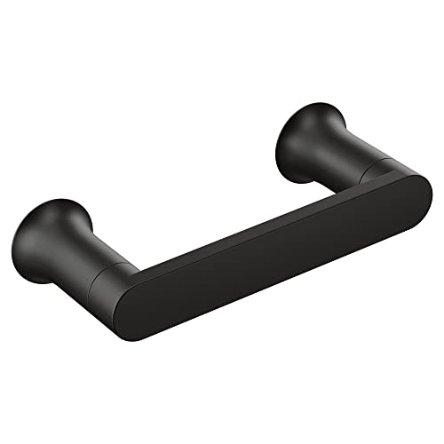 Moen Genta Matte Black Modern Double Post Wall Mount Pivoting Toilet Paper Holder, BH3808BL