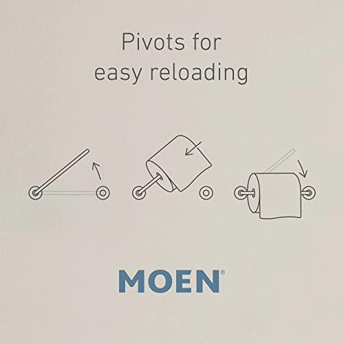 Moen Genta Matte Black Modern Double Post Wall Mount Pivoting Toilet Paper Holder, BH3808BL