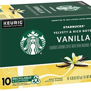 Starbucks Flavored Coffee K-Cup Pods, Vanilla Flavored Coffee, Made without Artificial Flavors, Keurig Genuine K-Cup Pods, 10 CT K-Cups/Box (Pack of 1 Box)