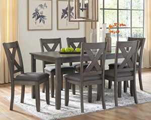 signature design by ashley caitbrook rustic 7 piece dining set, include table and 6 chairs, gray