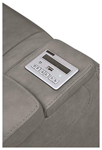 Signature Design by Ashley The Man-Den Leather Power Recliner with Adjustable Headrest & Wireless Charging, Gray