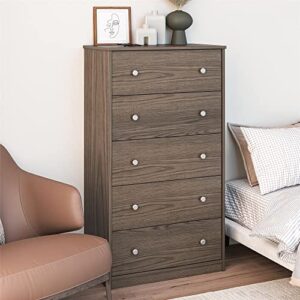 Ameriwood Home Ellwyn Tall 5 Drawer Dresser in Medium Brown