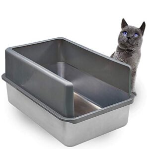 iprimio enclosed sides stainless steel cat xl litter box keep litter in the pan – never absorbs odor, stains, or rusts – no residue build up – easy cleaning litterbox designed by cat owners – patented