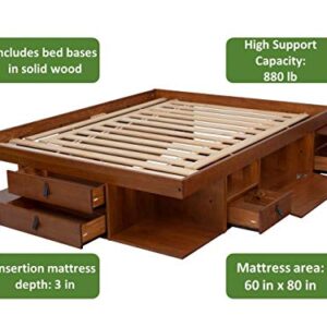 memomad Bali Storage Platform Bed with Drawers (Queen Size, Caramel)