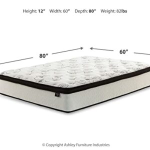 Signature Design by Ashley Chime 12 Inch Plush Hybrid Mattress, CertiPUR-US Certified Foam, Queen White