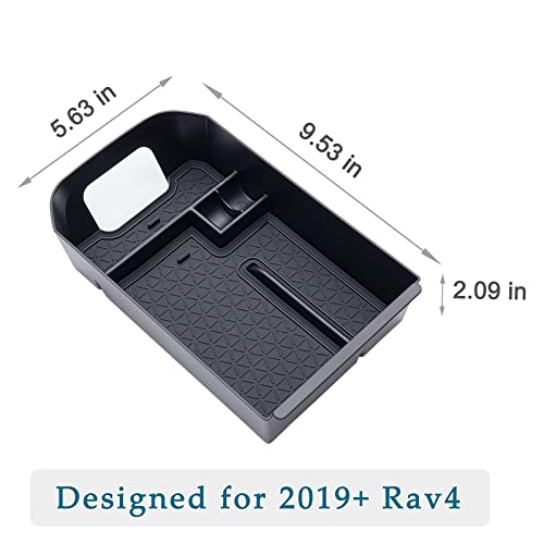 JDMCAR Center Console Tray Organizer Compatible with 2023 Toyota RAV4 2022 2021 2020 2019 Accessories, Armrest Insert Container ABS Material Secondary Storage Box