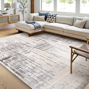 calore rugs mordern soft abstract distressed area rugs for living room/bedroom/dining room,medium pile carpet floor mat (5.2 x 6.5 ft, gray/beige)