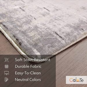 Calore Rugs Mordern Soft Abstract Distressed Area Rugs for Living Room/Bedroom/Dining Room,Medium Pile Carpet Floor Mat (5.2 x 6.5 ft, Gray/Beige)