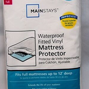 Mainstays Vinyl Fitted Mattress Protector, White, Full