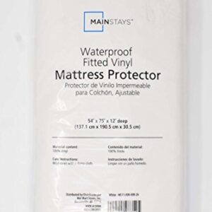 Mainstays Vinyl Fitted Mattress Protector, White, Full