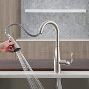 Moen 87014SRS Essie Pull-Down Sprayer Kitchen Faucet in Spot Resist Stainless with Soap Dispenser, Spot Resist Stainless