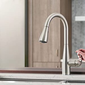 Moen 87014SRS Essie Pull-Down Sprayer Kitchen Faucet in Spot Resist Stainless with Soap Dispenser, Spot Resist Stainless