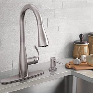 Moen 87014SRS Essie Pull-Down Sprayer Kitchen Faucet in Spot Resist Stainless with Soap Dispenser, Spot Resist Stainless