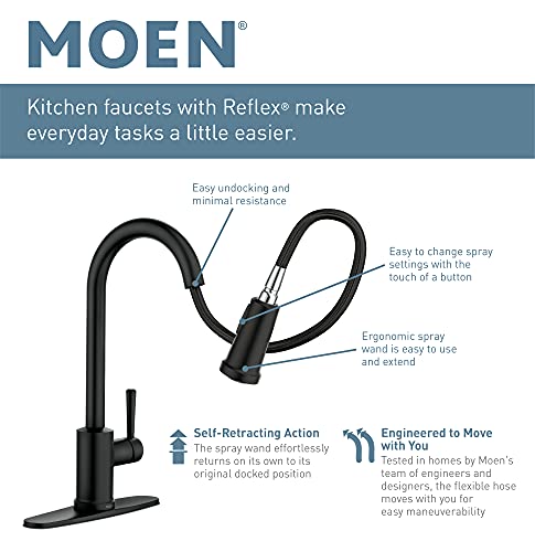 Moen 87014SRS Essie Pull-Down Sprayer Kitchen Faucet in Spot Resist Stainless with Soap Dispenser, Spot Resist Stainless