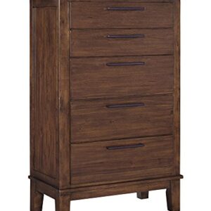 Signature Design by Ashley Ralene Mid-Century Modern 5 Drawer Chest of Drawers, Medium Brown