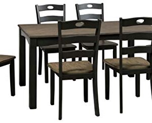 Signature Design by Ashley Froshburg Rustic 7 Piece Dining Set, Includes Table & 6 Chairs, Dark Brown