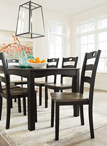 Signature Design by Ashley Froshburg Rustic 7 Piece Dining Set, Includes Table & 6 Chairs, Dark Brown